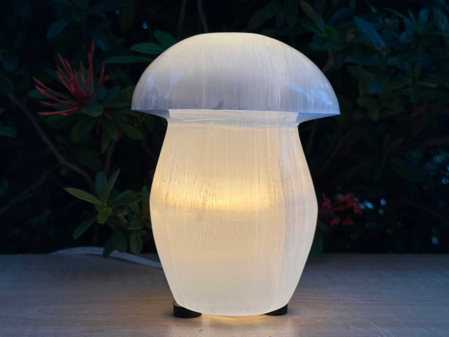 Selenite Mushroom Lamp – 6" Natural White Crystal Healing Lamp for Bedroom, Living Room, Nightstand & Desk Décor