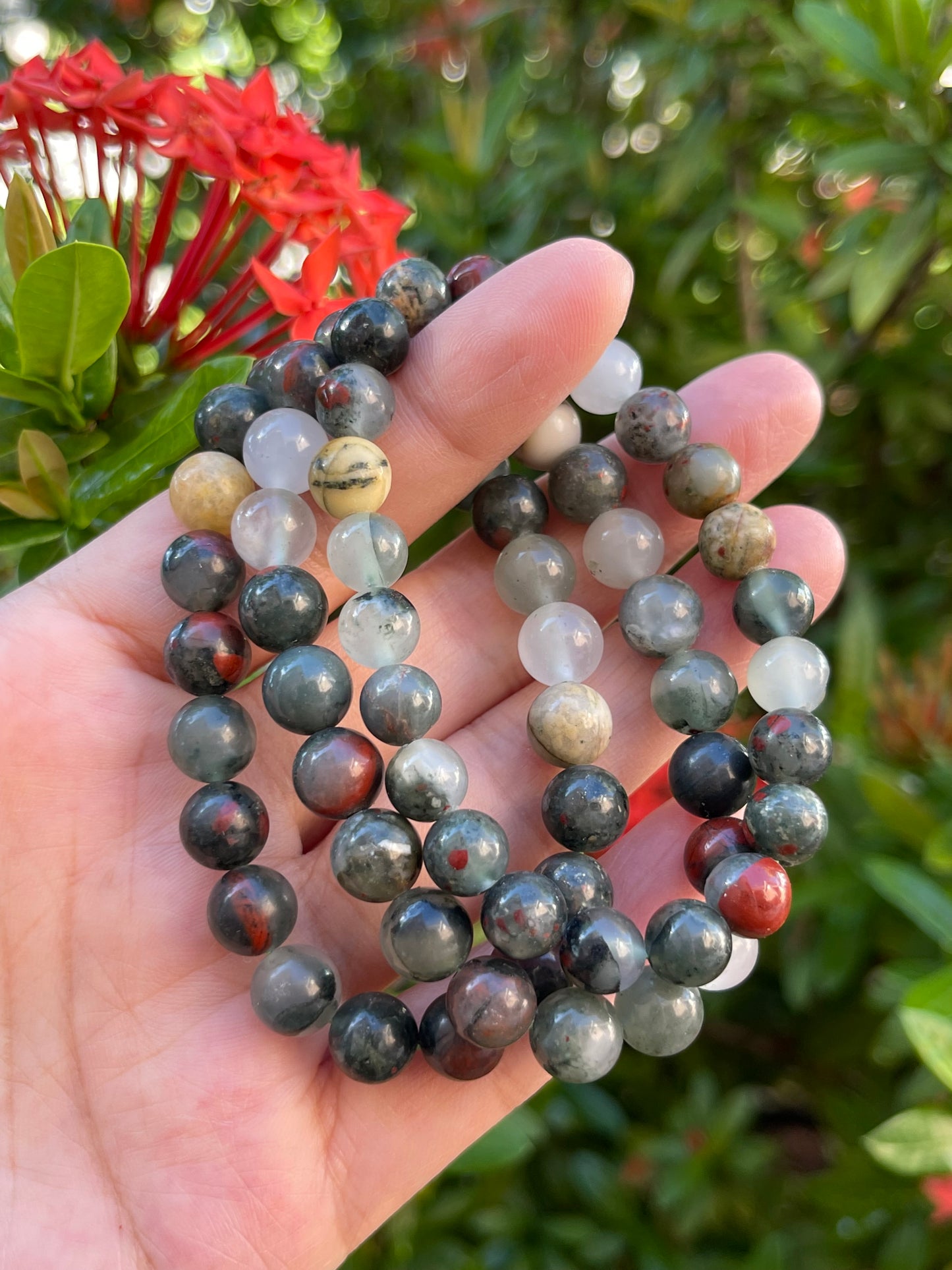 Grade A++ Bloodstone Crystal Bead Bracelet 8mm, Genuine Gemstone Bracelet
