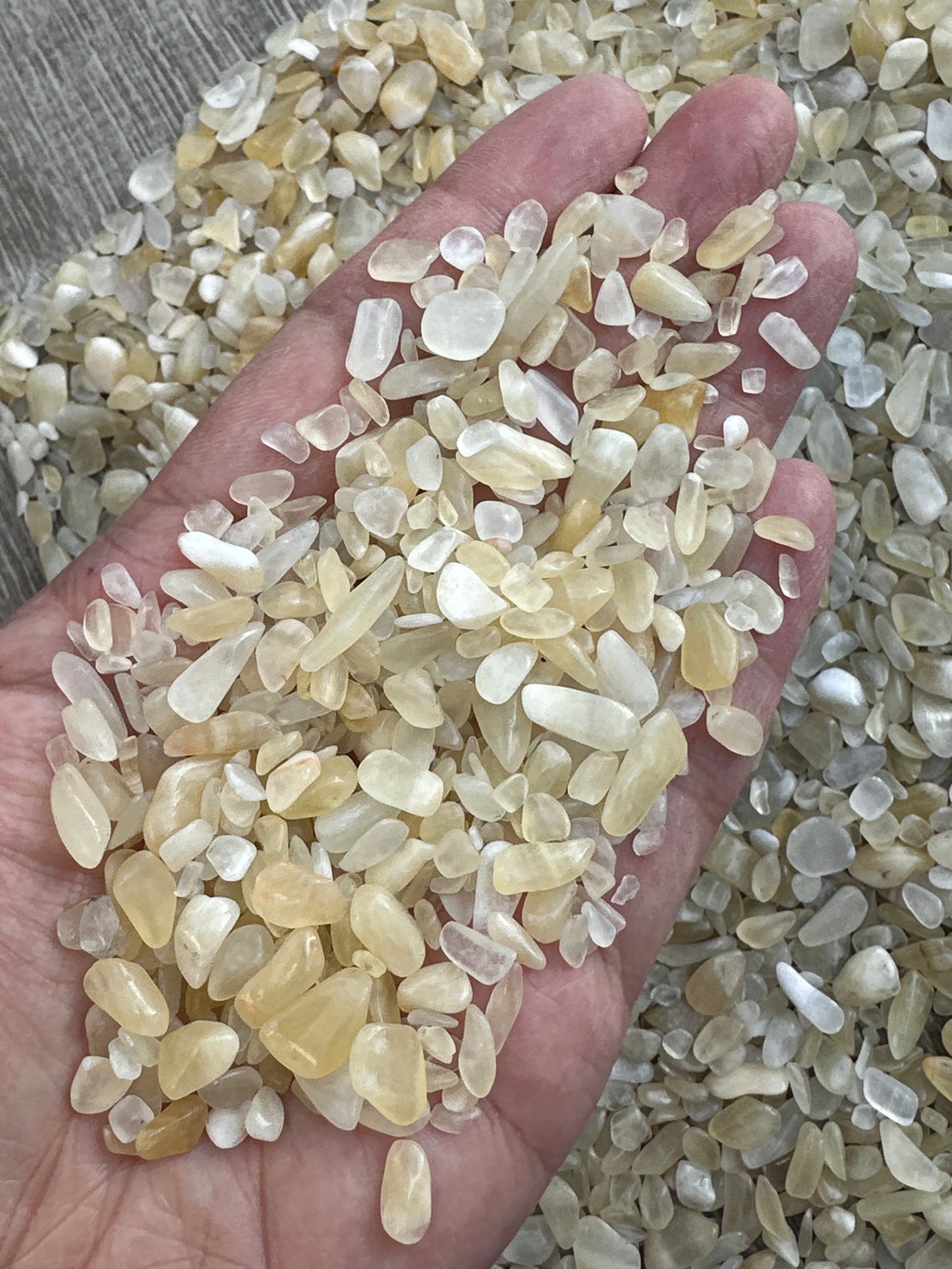 Yellow Calcite Semi Tumbled Gemstone Mini Chips 3-9 mm, Wholesale Bulk Lot