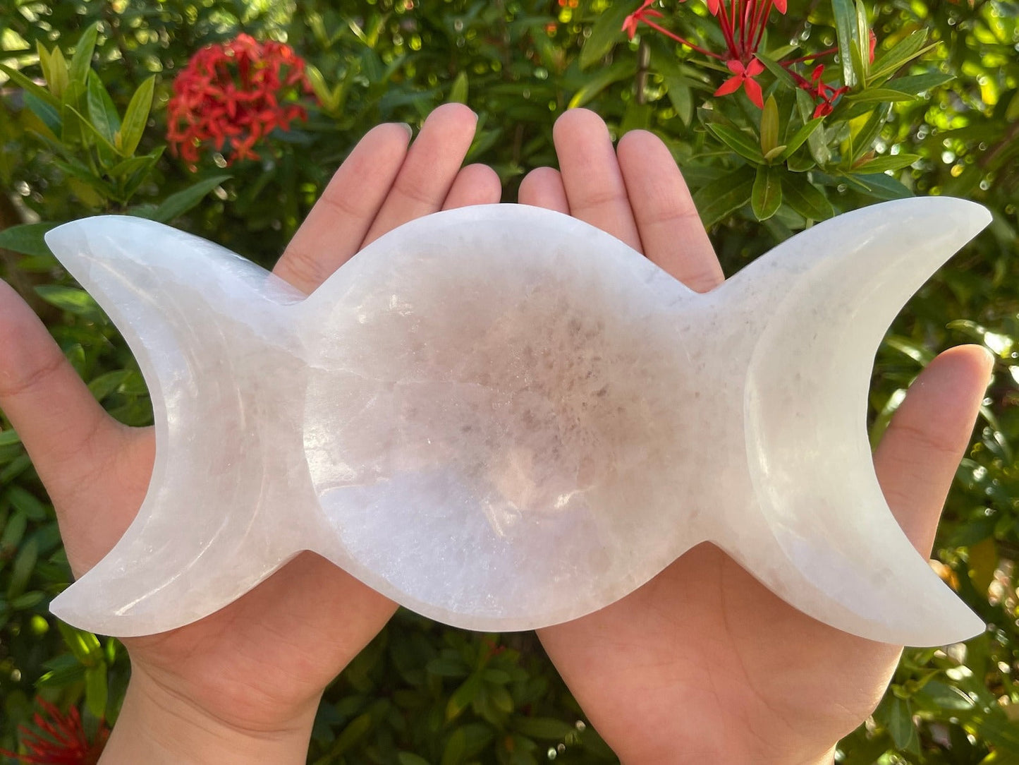 8" Jumbo Selenite Charging Bowl – Choose Your Shape: Round, Heart, Star, Triple Moon