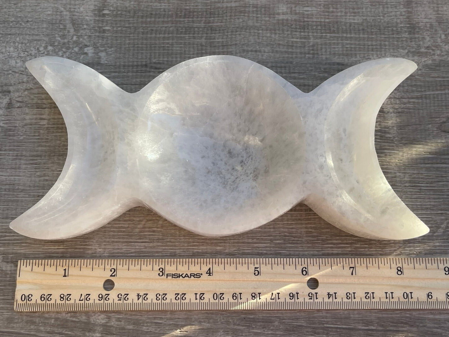 8" Jumbo Selenite Charging Bowl – Choose Your Shape: Round, Heart, Star, Triple Moon