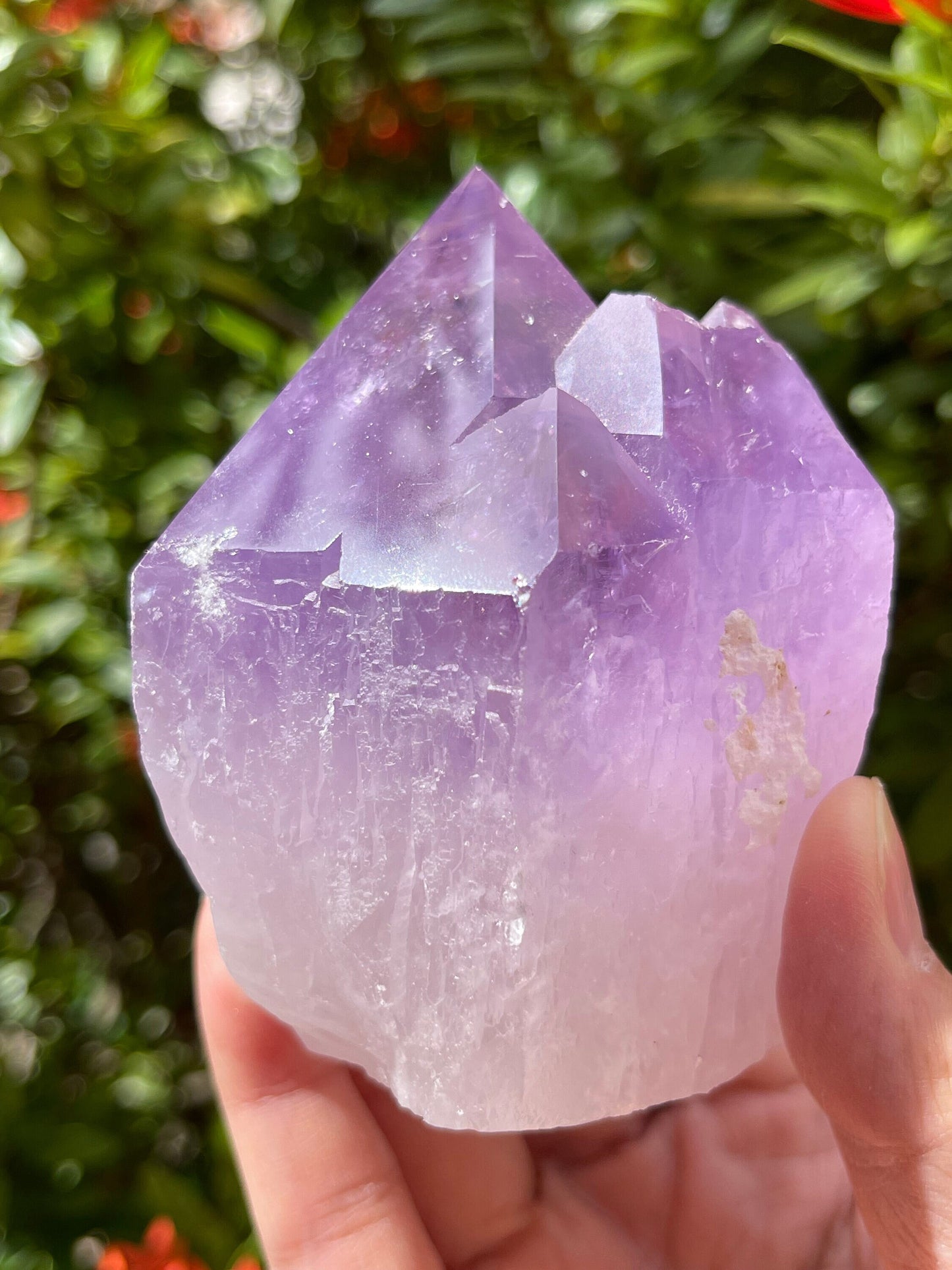 XL Amethyst Top Polished Point – Natural Rough Amethyst Cut Base Crystal, Healing & Protective Stone, Meditation & Décor