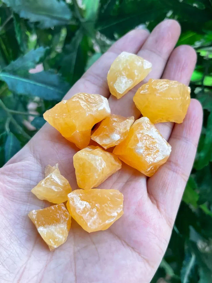 Small Orange Calcite Rough Stones, 0.75"-1.5" Raw Calcite Orange, Wholesale Bulk Lot