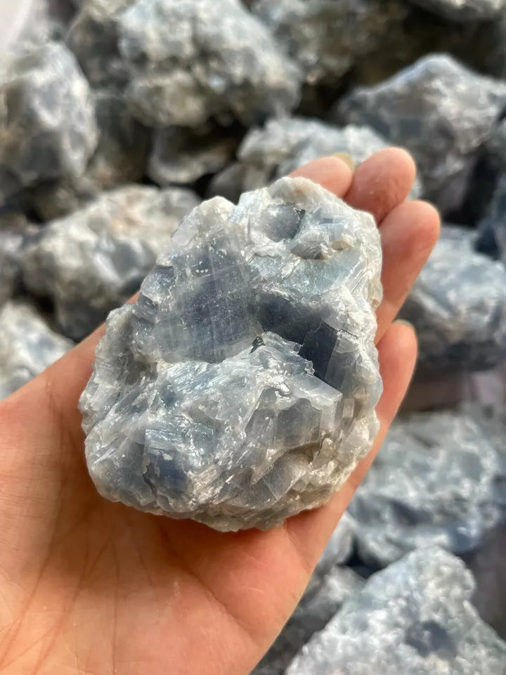 Jumbo Blue Calcite Rough Stones, 2.5" - 7" Massive Raw Calcite Orange Natural