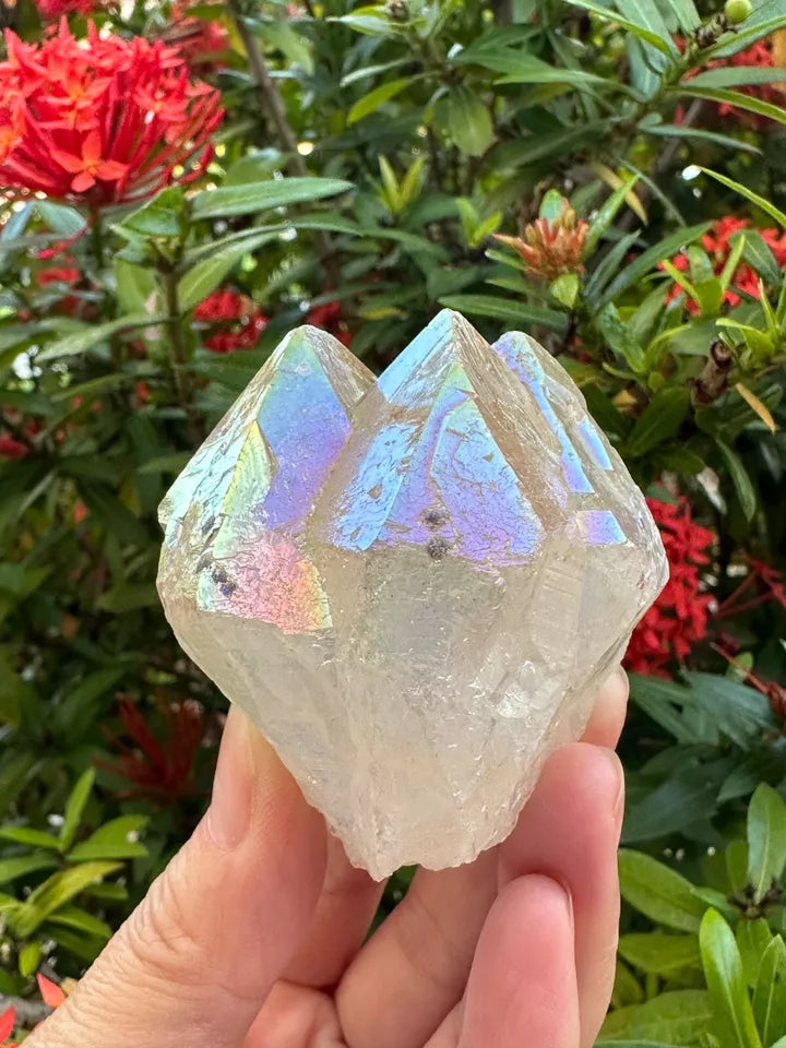 Aura Citrine Top Polished Rough Point — Semi-Raw Standing Angel Aura Citrine | Money & Success Stone