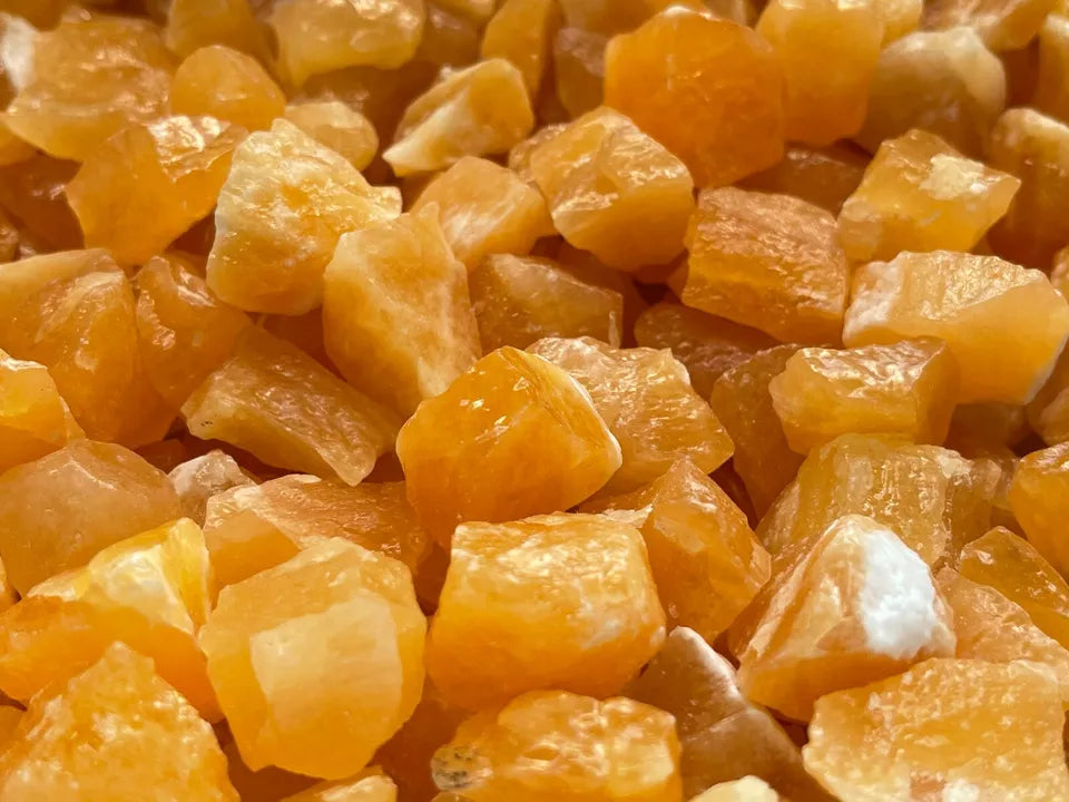 Small Orange Calcite Rough Stones, 0.75"-1.5" Raw Calcite Orange, Wholesale Bulk Lot