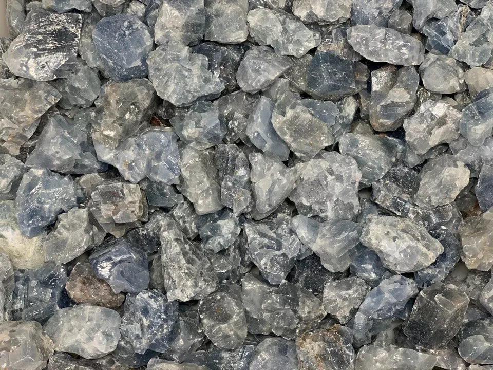 Small Blue Calcite Rough Stones, 0.75"-1.25" Raw Calcite Blue, Wholesale Bulk Lot
