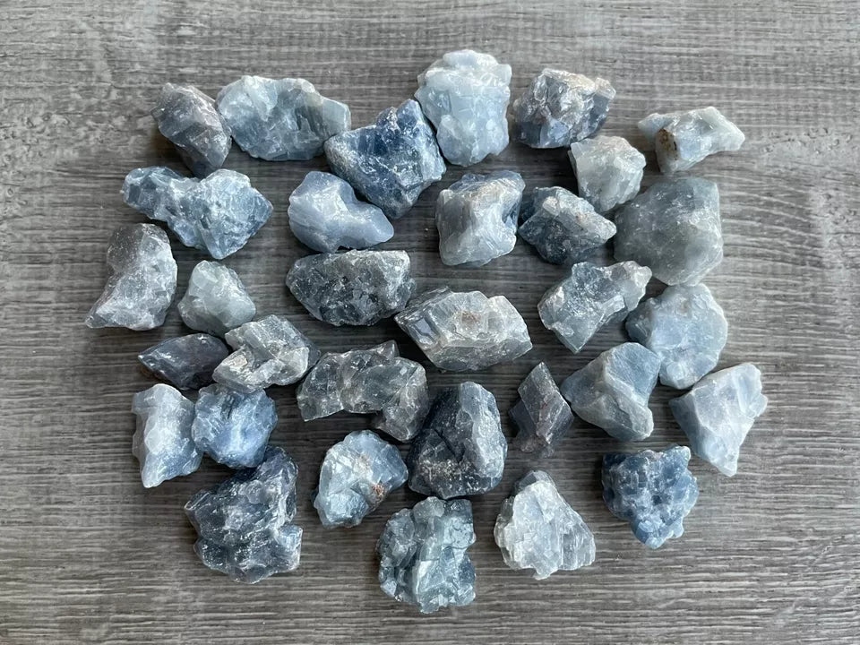 Small Blue Calcite Rough Stones, 0.75"-1.25" Raw Calcite Blue, Wholesale Bulk Lot