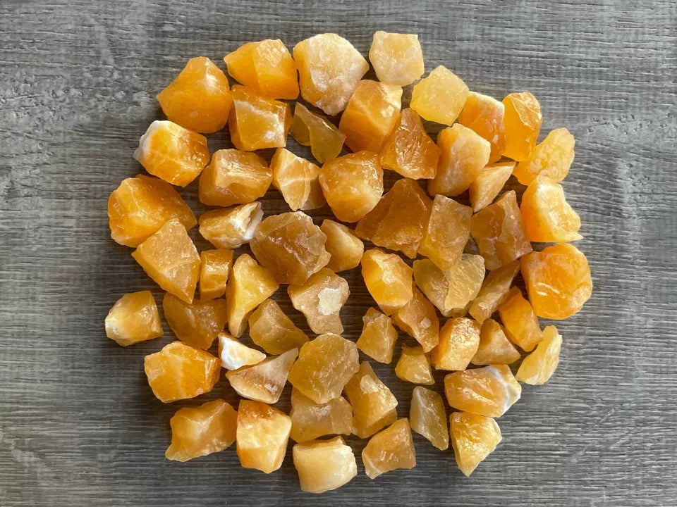 Small Orange Calcite Rough Stones, 0.75"-1.5" Raw Calcite Orange, Wholesale Bulk Lot