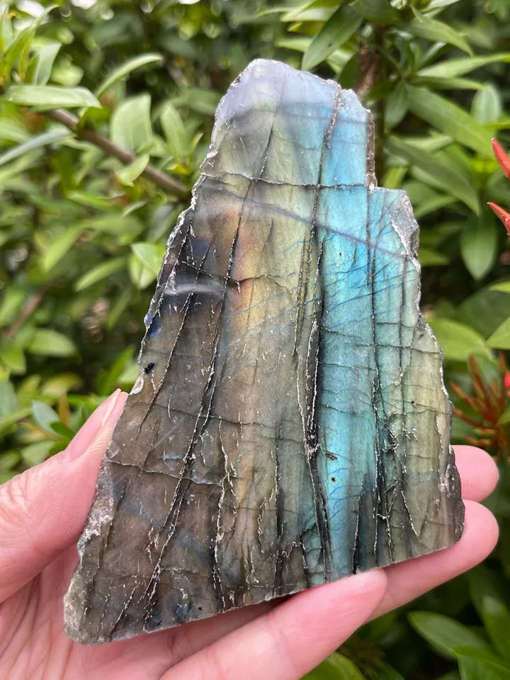 XL Natural Labradorite Slab – High Flash Free Standing Display Specimen | Pick Your Weight
