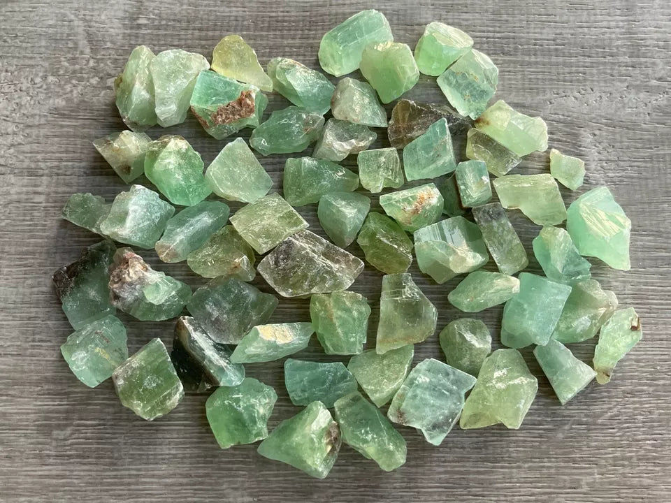 Small Green Calcite Rough Stones, 0.75"-1.25" Raw Calcite Green Chips, Bulk Lot