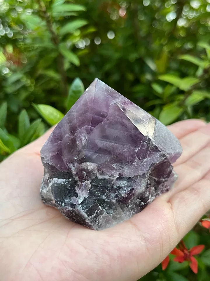 Standing Rainbow Fluorite Point – Semi Top Polished with Rough Body | Natural Multicolor Crystal Tower