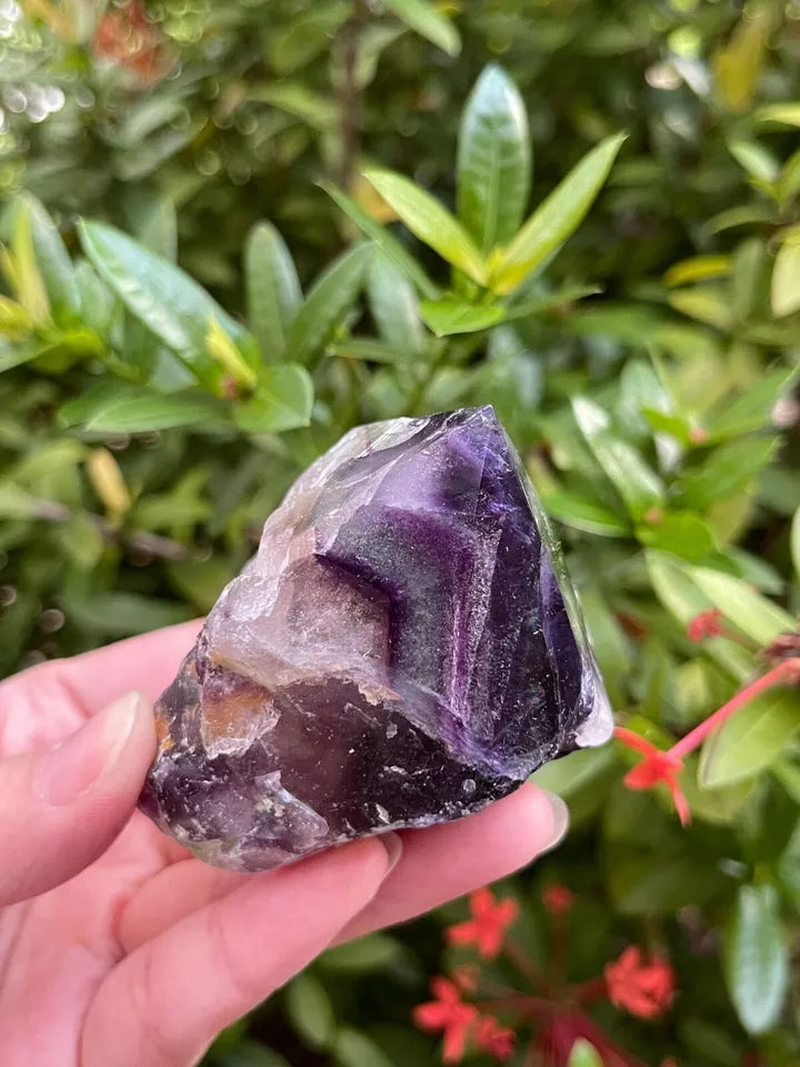 Standing Rainbow Fluorite Point – Semi Top Polished with Rough Body | Natural Multicolor Crystal Tower