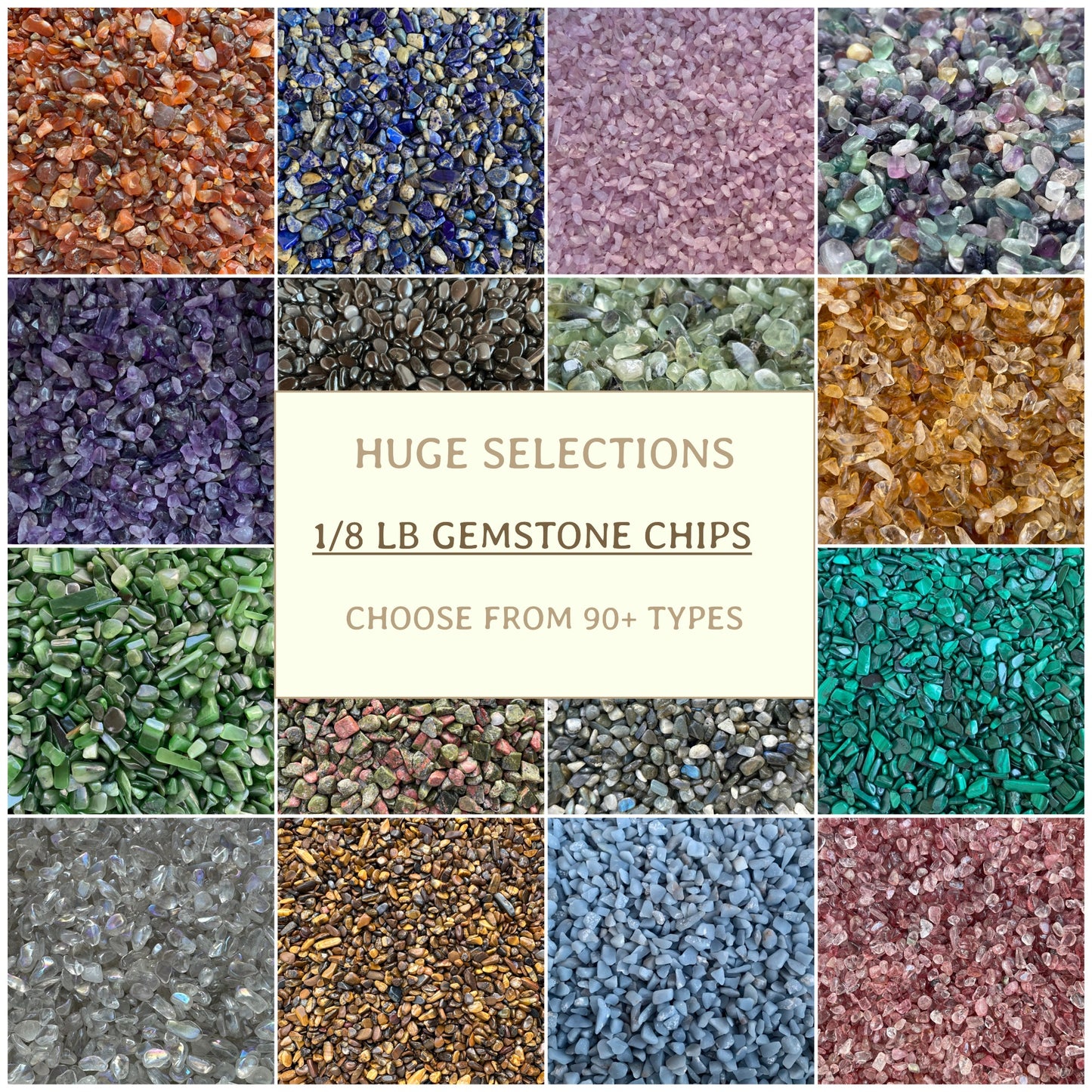 2oz Genuine Crystal Chips, Choose 90+ Types Natural Gemstone Chips