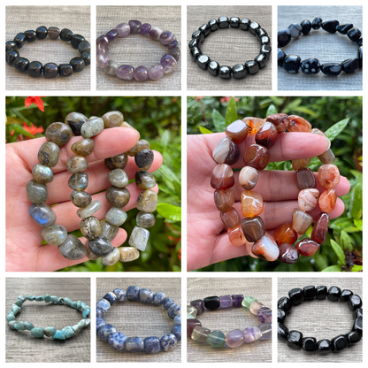 Wholesale Grade A++ Gemstone Nugget Bracelet, Choose from 18 Gemstone Types