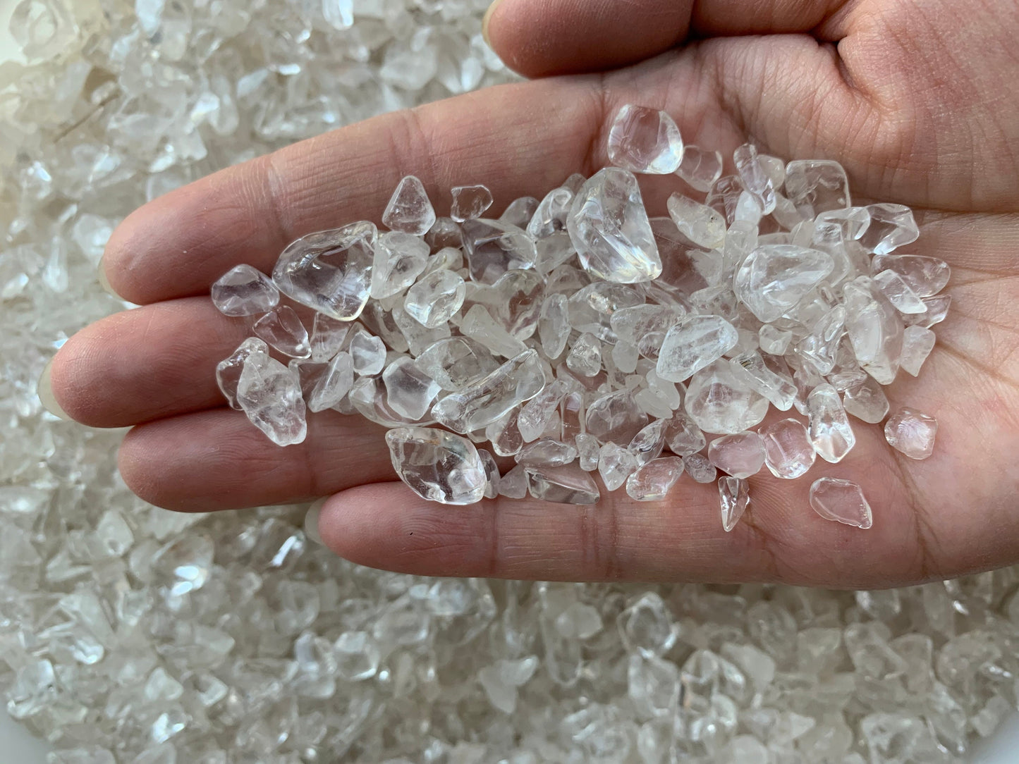 Clear Quartz Semi Tumbled Gemstone Mini Chips 5 - 10 mm, Wholesale Bulk Lot