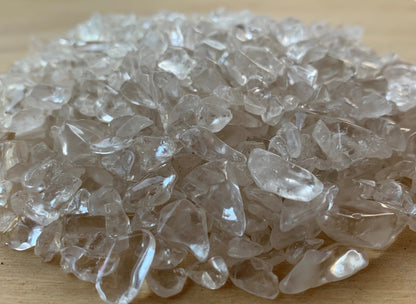 Clear Quartz Semi Tumbled Gemstone Mini Chips 5 - 10 mm, Wholesale Bulk Lot