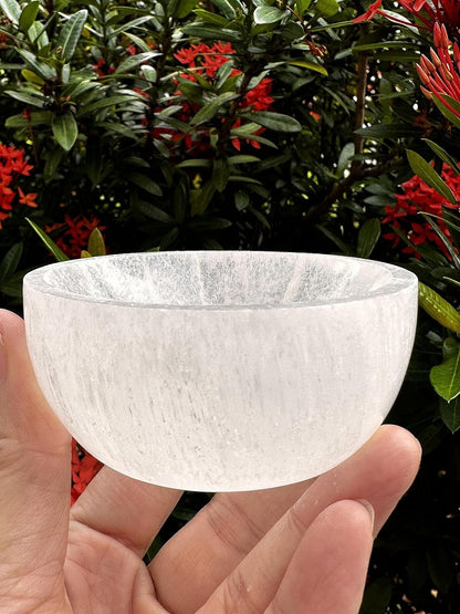 Gemstone Carved - 2", 3", 4", 6" & 8" Diameter SELENITE Crystal Polished Charging Bowl