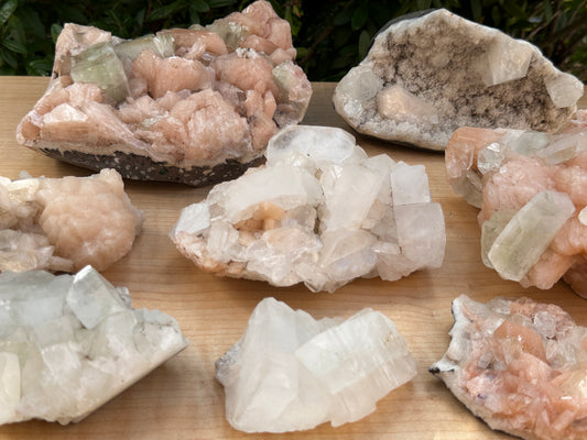 Large Apophyllite & Stilbite Crystal Cluster 3-8", Natural Apophyllite Cluster with Inclusions (1.5 oz - 4 lb)