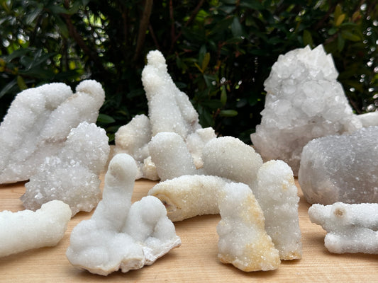 Chalcedony & Crystal Quartz Stalactite 3-8", Natural Quartz on Chalcedony Stalactite Specimen (0.12lb - 4 lb)