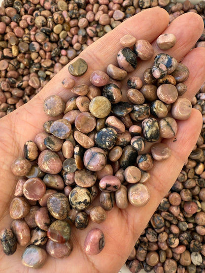 Rhodonite Semi Tumbled Gemstone Chips 4 - 12 mm, Wholesale Bulk Lot