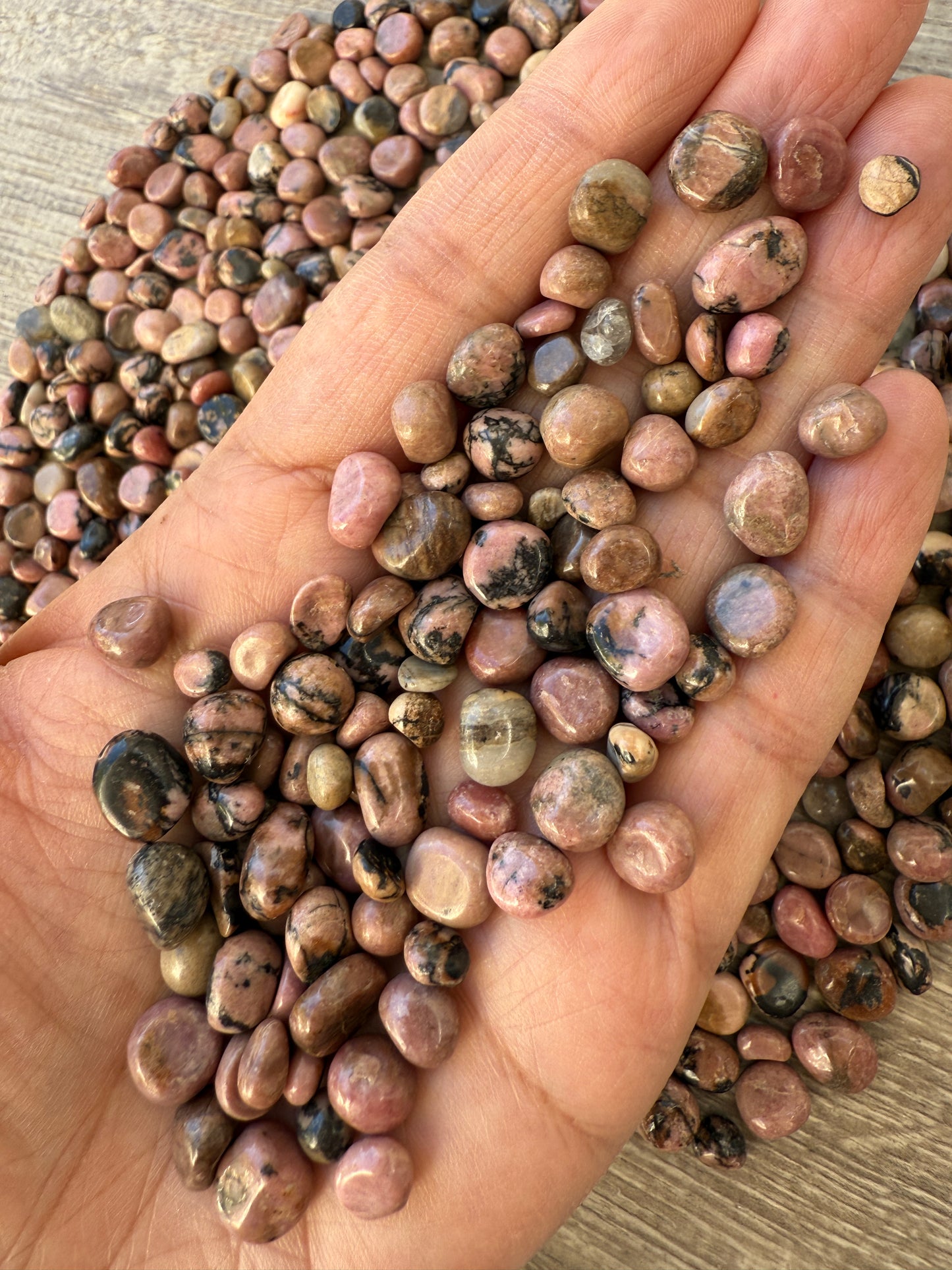 Rhodonite Semi Tumbled Gemstone Chips 4 - 12 mm, Wholesale Bulk Lot