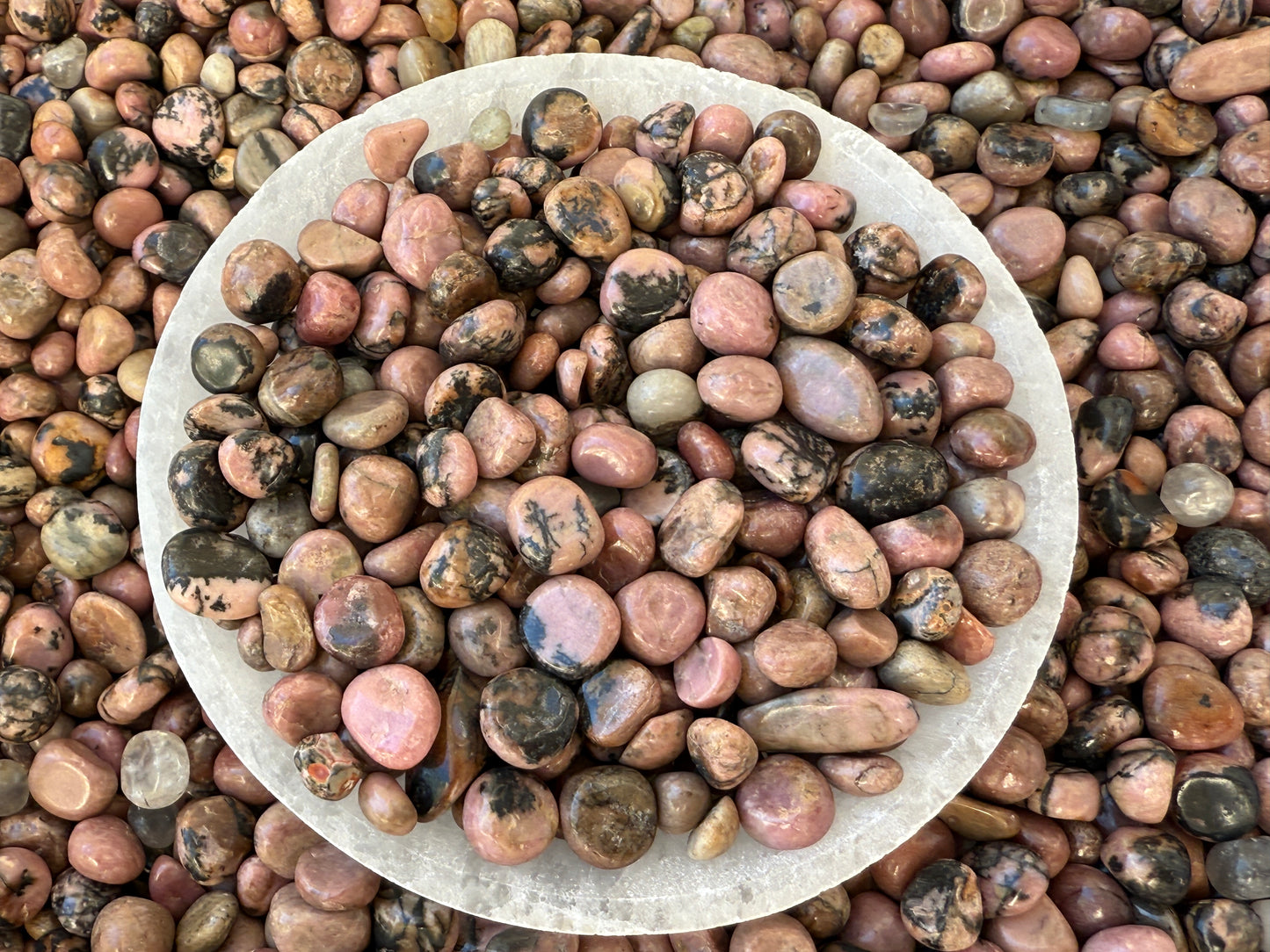 Rhodonite Semi Tumbled Gemstone Chips 4 - 12 mm, Wholesale Bulk Lot