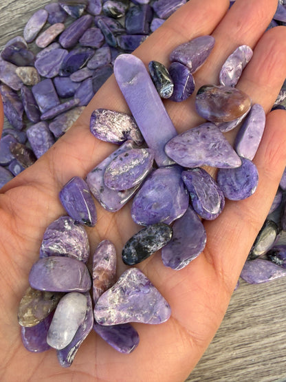 Grade A++ Charoite Semi Tumbled Gemstone Mini Chips 9-22mm, Wholesale Bulk Lot