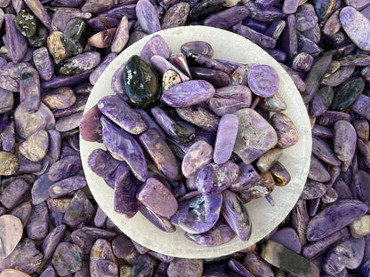 Grade A++ Charoite Semi Tumbled Gemstone Mini Chips 9-22mm, Wholesale Bulk Lot