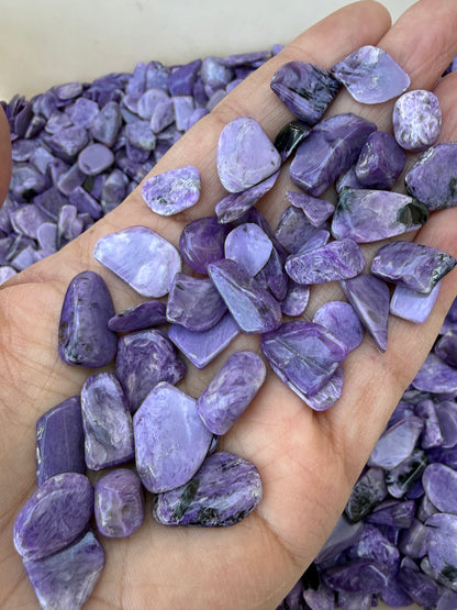 Grade A++ Charoite Semi Tumbled Gemstone Mini Chips 9-22mm, Wholesale Bulk Lot