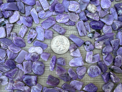 Grade A++ Charoite Semi Tumbled Gemstone Mini Chips 9-22mm, Wholesale Bulk Lot