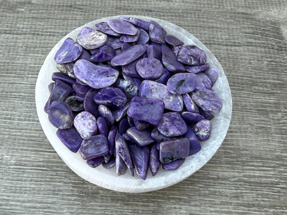 Grade A++ Charoite Semi Tumbled Gemstone Mini Chips 9-22mm, Wholesale Bulk Lot