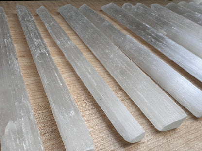 Long Selenite Sticks 10" – Natural White Selenite Crystal Wands, Selenite Blades for Energy Cleansing & Healing