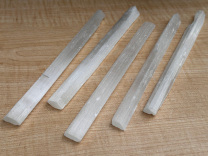 Long Selenite Sticks 10" – Natural White Selenite Crystal Wands, Selenite Blades for Energy Cleansing & Healing