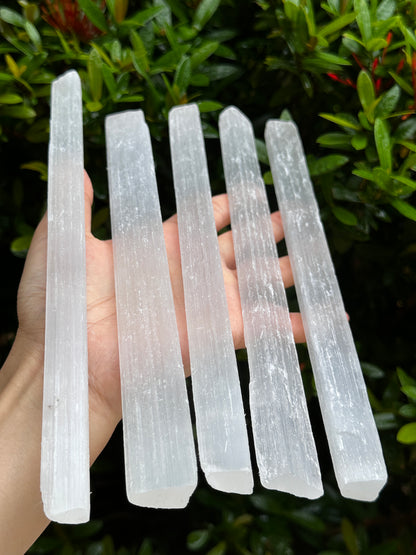 Long Selenite Sticks 10" – Natural White Selenite Crystal Wands, Selenite Blades for Energy Cleansing & Healing