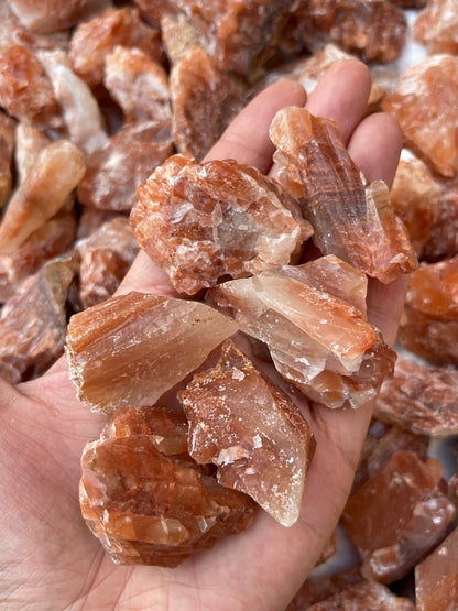 Grade A++Rough Red Calcite, 1.5-2" Red Calcite Natural Stone, Wholesale Bulk Lot