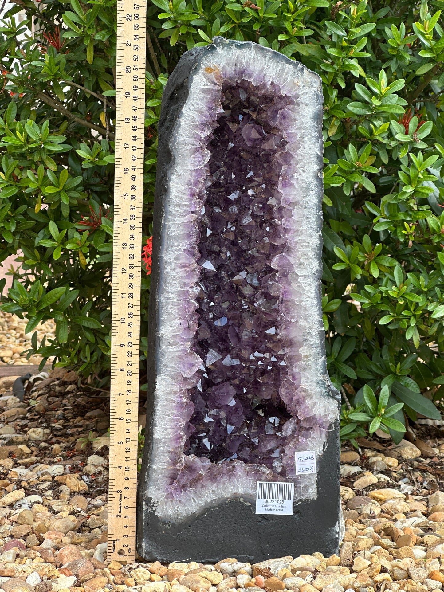 X-Large Deep Purple Amethyst Cathedral Geode – 57 lbs, 21" Tall Natural Amethyst Cluster | Raw Crystal Geode Display