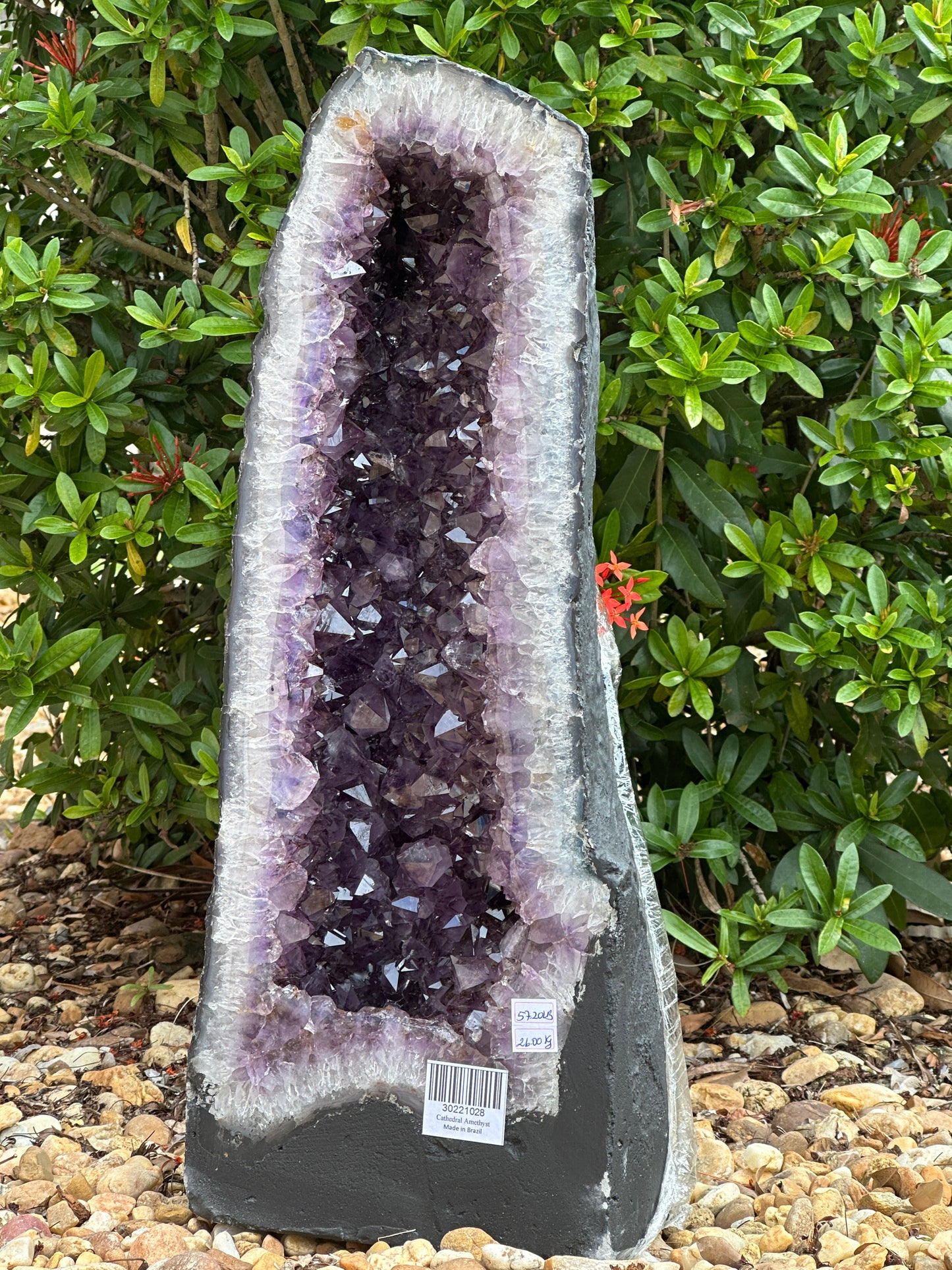 X-Large Deep Purple Amethyst Cathedral Geode – 57 lbs, 21" Tall Natural Amethyst Cluster | Raw Crystal Geode Display
