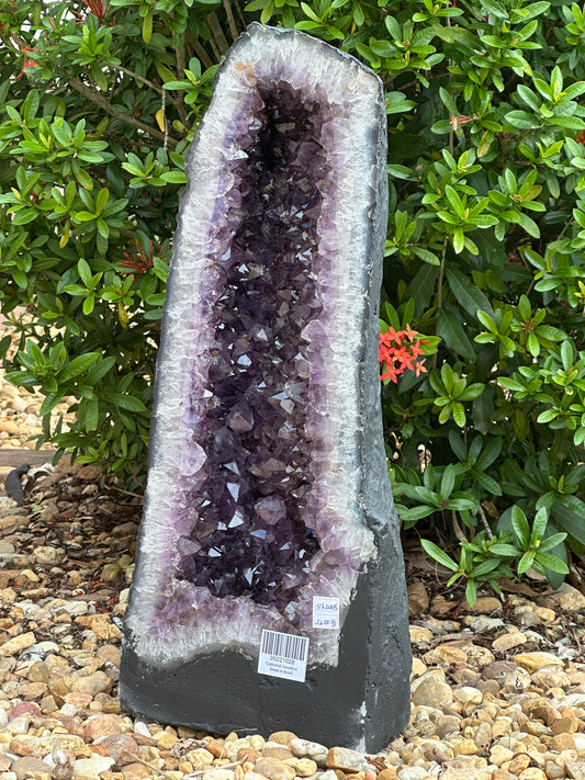 X-Large Deep Purple Amethyst Cathedral Geode – 57 lbs, 21" Tall Natural Amethyst Cluster | Raw Crystal Geode Display