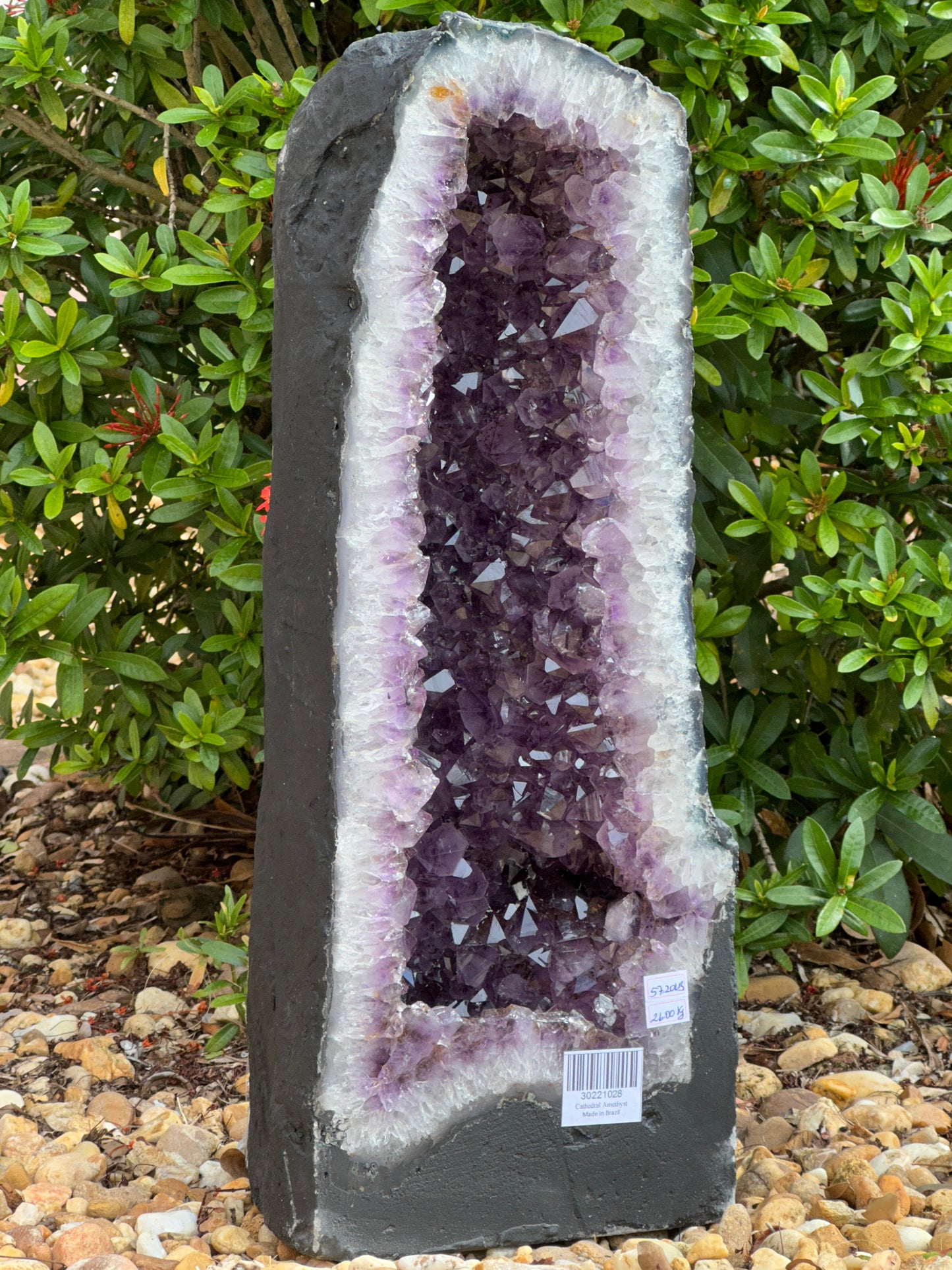 X-Large Deep Purple Amethyst Cathedral Geode – 57 lbs, 21" Tall Natural Amethyst Cluster | Raw Crystal Geode Display