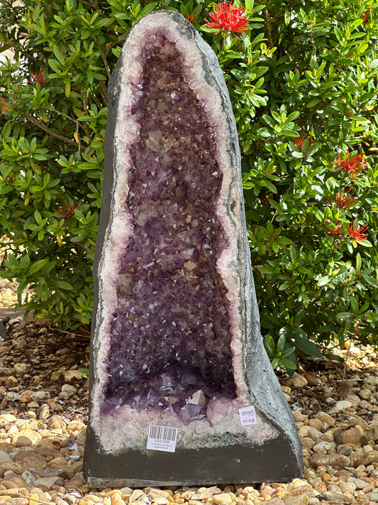 X-Large Deep Purple Amethyst Cathedral Geode - 99 lbs, 25" Tall Natural Amethyst Cluster | Raw Crystal Geode Display