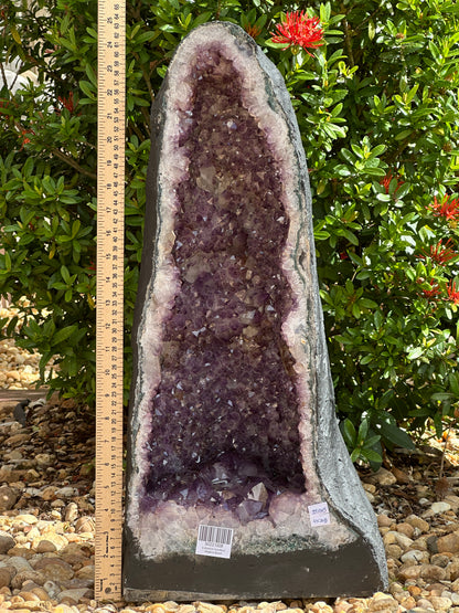 X-Large Deep Purple Amethyst Cathedral Geode - 99 lbs, 25" Tall Natural Amethyst Cluster | Raw Crystal Geode Display