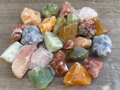 1/2 lb Calcite Rough -Bule, Green, Orange, Citrine, Red, Pink Calcite Crystals