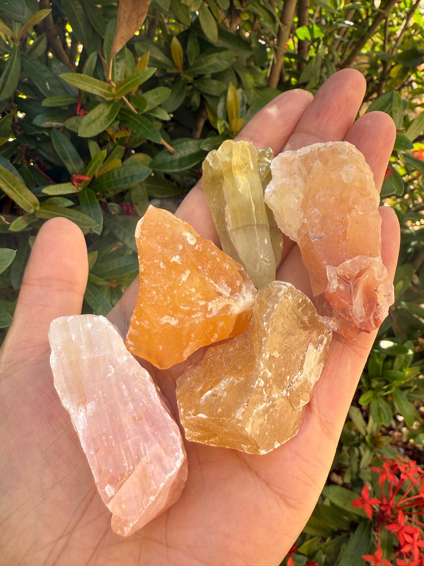 1/2 lb Calcite Rough -Bule, Green, Orange, Citrine, Red, Pink Calcite Crystals