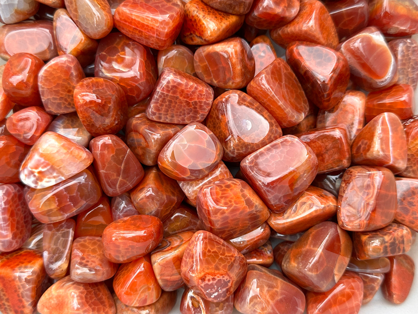 Grade A++ Fire Agate Tumbled Stones, 0.75"-1.25" Fire Agate Polished Stone, Wholesale Bulk Lot