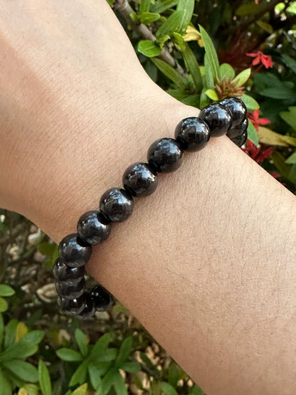 8mm Shungite Bracelet, Shungite Beads, Stretch Bracelet,Radiation EMF Protection