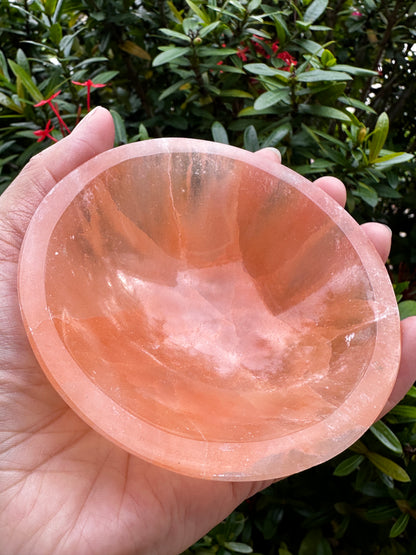 Orange Selenite Bowl, 4" Selenite Round Shaped Dish Bowl Orange Color, Peach Bowl