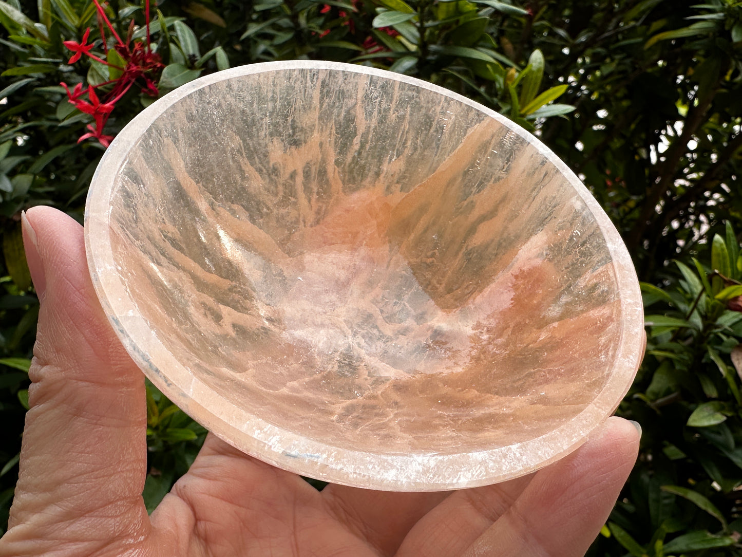 Orange Selenite Bowl, 4" Selenite Round Shaped Dish Bowl Orange Color, Peach Bowl