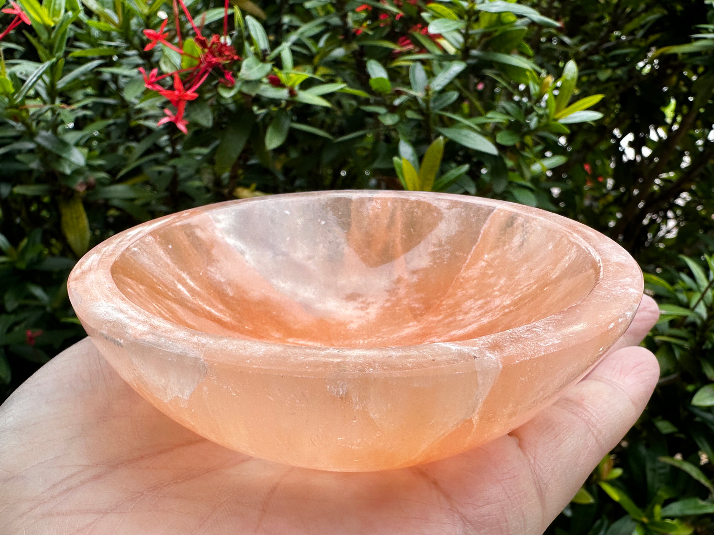 Orange Selenite Bowl, 4" Selenite Round Shaped Dish Bowl Orange Color, Peach Bowl