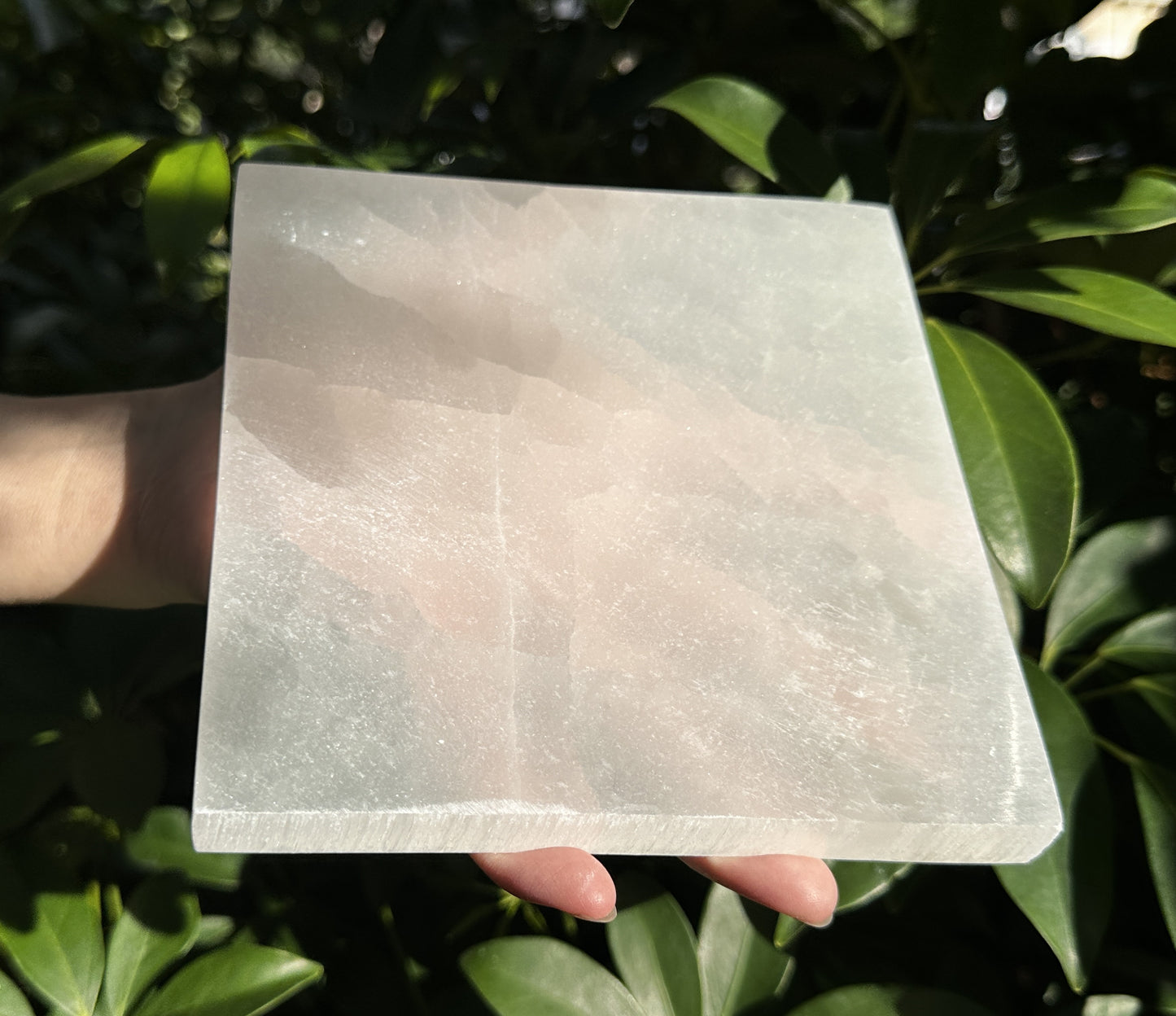 Polished 3", 4", 6" Selenite Square Charging Plate for Crystal Cleansing, Crystal Grid Layout, Energy Charging & Lurification